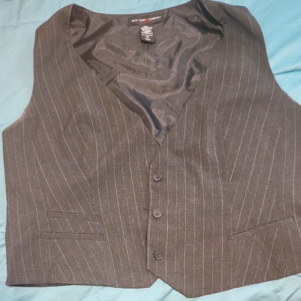 New York & Company Gray Pinstripe Vest